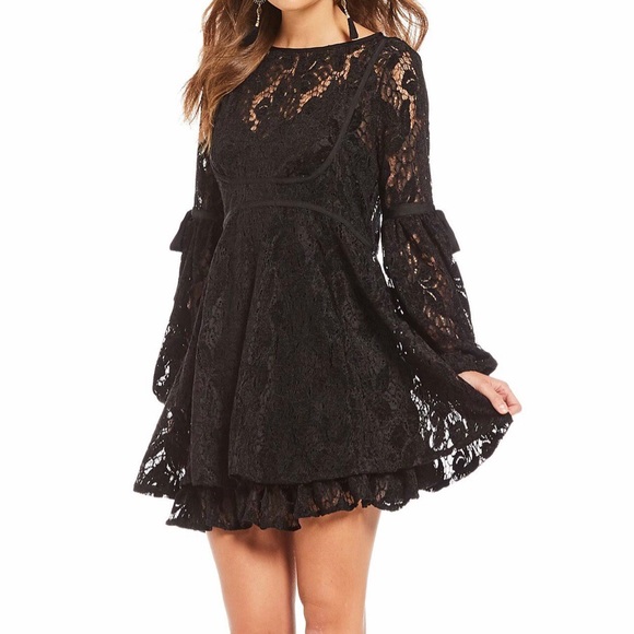 Free People Dresses & Skirts - Free People || Black Lace Ruby Mini Dress Size M